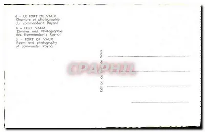 Habitación del comandante Raynal — Fuerte de Vaux — Edición del Fuerte de Vaux — Reverso