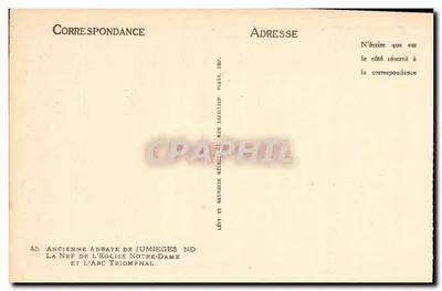 Antica Abbazia di Jumièges — Nave e Arcata Triumphale — Imp. Lévy et Neurbin, Parigi — Verso