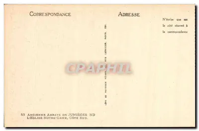 Antica Abbazia di Jumièges — Chiesa di Nostra Signora, Lato Sud — Editore Lévy, Parigi — Verso