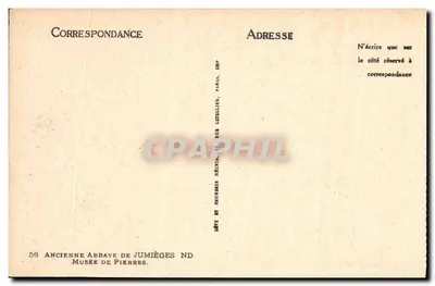 Antigua Abadía de Jumièges — Museo de Piedras — Editor: Imp. Lévy & Neuburger, París — Reverso