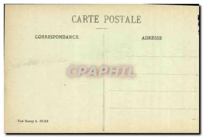 Stara pocztówka Reims w latach bombardowań, kąt ulic Isle i Ponsardin Militaria — Rewers