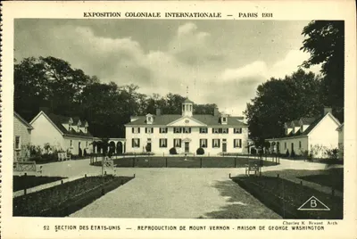 Exposição Colonial Internacional — Paris 1931 — Seção dos Estados Unidos — Reprodução de Mount Vernon — Casa de George Washington — Charles K. Bryani Arch