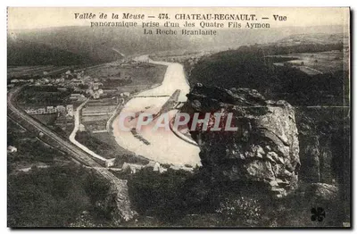 Vale da Meuse — 474. Castelo-Regnault — Vista panorâmica tirada de um dos Quatro Filhos Aymon, La Roche Branlante