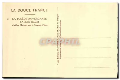 Salers (Cantal) — Velhas Casas na Grande Praça — Edições d'Art Yvon, Paris — Verso