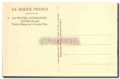 Salers (Cantal) — Velhas Casas na Grande Praça — Edições d'Art YVON — Verso