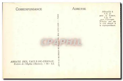Abadia dos Vaulx-de-Cernay — Entrada da Igreja (Ruínas) — Lévy e Neurdein Reunidos - 14 - LL — Verso