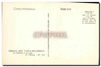 Abbazia dei Vaulx-de-Cernay — Il Castello e un angolo del Lago — Lévy e Neurdein Réunis, Parigi — Verso