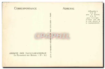 Abbazia dei Vaulx-de-Cernay — Il Promenoir dei Monaci — Editore Lévy e Neurde N Riuniti — Verso
