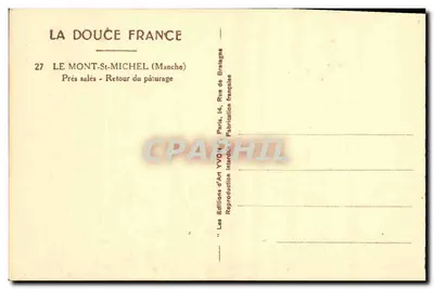 Mont-Saint-Michel — Regreso del pastoreo — Editor: La Douce France — Reverso