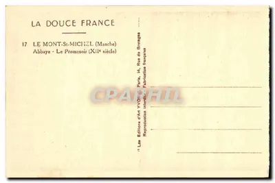 Le Mont-Saint-Michel — Le Promenoir (XIIe siècle) — Les Editions d'Art Yvon, Paris — Rewers