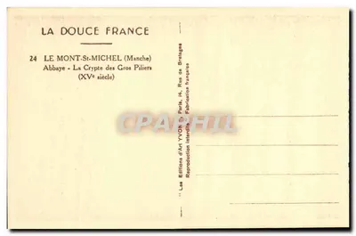 Mont-Saint-Michel — Abpia — Krypta Gros Piliers (XV wiek) — Les Éditions d'Art Yvon, Paryż — Rewers