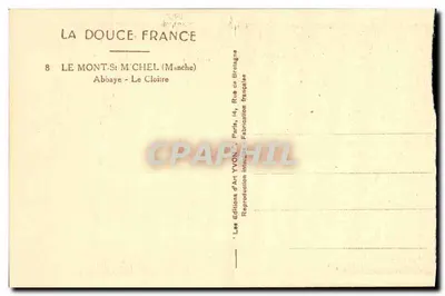 Le Mont-Saint-Michel — Abbaye - Le Cloître — Les Éditions d'Art YVON, Paris — Rewers