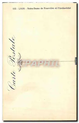 Lyon - Nossa Senhora de Fourvière e o Arcebispo — Carta Postal n°115 — Verso