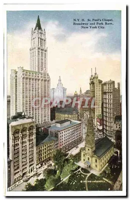 St. Paul und Park Row Gebäude — Ansicht der Broadway, New York — Verlag Irving Underhill, Nummer 5193 — Rückseite