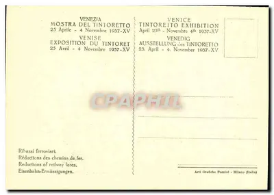 A Deposição — Exposição Tintoretto em Veneza 1937-XV — Galleria di Brera - Milão, Fot. Anderson — Verso