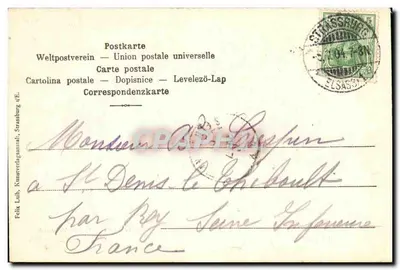 Strasburg — Pałac Cesarski — wydawca Felix Lub, numer seryjny nie widoczny — Rewers