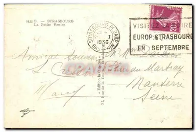 De Kleine Venetië — Straatsburg — Uitgave la Cigogne — Achterkant