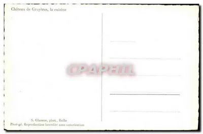 Castelo de Gruyères, a cozinha — S. Glasson, fot., Bulle — Verso