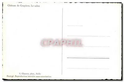 Castelo de Gruyères — O salão — S. Glasson, fot., Bulle — Verso