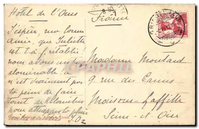 Grindelwald, Hotel Bären — widok budynku z górami na tle — wydawca Meheli A.G. Zürich, numer seryjny 19582 — Rewers