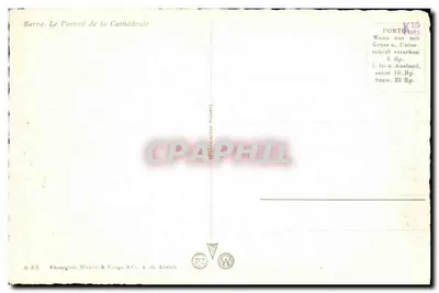Portał Katedry — Berna, Szwajcaria — Photoglobe-Wehrli & Co. A.-G. Zurych, n° 88 — Rewers