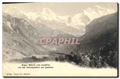 Eiger, Mönch und Jungfrau viewed from Heimwehfluh — Phototypie Co., Neuchâtel, no. 5716