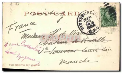 Stara pocztówka Most Szeptu w Pittsburghu — Rewers