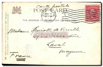 Boston. Commonwealth Avenue — vue de rue animée avec piétons et calèches, éditeur Raphael Tuck & Sons, série N° 1069 — Verso
