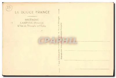 Lampaul (Finistère) — Arco do Triunfo e a Igreja — Edições d'Art Yvont, Paris — Verso