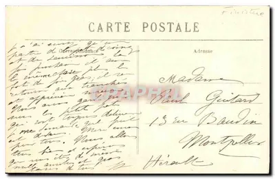 Concarneau — A Praça das Armas e a Torre da Igreja vistas das Fortificações da Cidade Fechada — Coleção Villard, Quimperlé — Verso