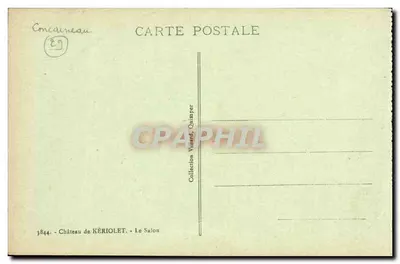 Castelo de KÉRIOLET — O Salão — Coleção Villard, Quimper — Verso