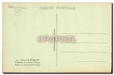 Castelo de KÉRIOLET — Tapeçaria da Sala de Jantar, Refeição ao ar livre (século XVII) — Coleção Vinnard, Quimper — Verso