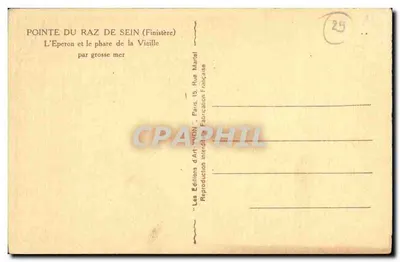 Wysokość Sein — Eperon i fara Wiejska przy burzowej morskiej — Les Éditions d'Art Lyon — Rewers