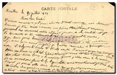 Clocher à dôme et à lanterne portant la date de 1637 — Monument aux Morts pour la Patrie (1914-18) — PLOGONNEC, éditeur impr. P. Lefebvre, n° 29 — Verso