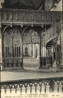 Lambader (Finistère) — Interior da Igreja, o jubé do lado do altar — ND Phot.