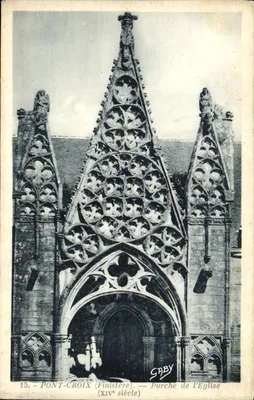 Pont-Croix (Finistère) — Portal da Igreja (século XIV) — Saby