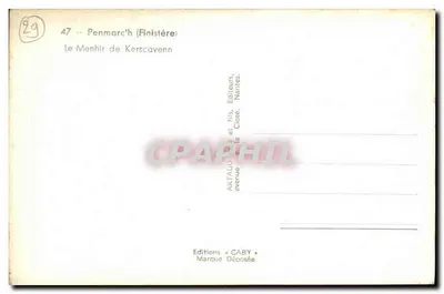 Menhir de Kerscavenn — Finistère — Éditions Gaby — Verso