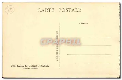 Kobieta w stroju tradycyjnym — studium kapelusza — kolekcja Villand Quimper, nr 4234 — Rewers