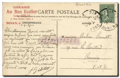 Recuerdo de Morlaix — Colección Villard, Quimper — editor no visible — Reverso