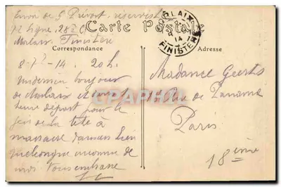 Tarjeta postal antigua Morlaix La Torre de la Iglesia de San Mellano — Reverso