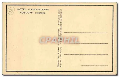 Hotel d'Angleterre — Roscoff (Finistère) — Patras, França — Verso