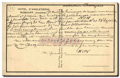 Hôtel d'Angleterre — Roscoff (Finistère) — Patras, editor — Verso