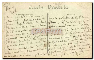 Stara pocztówka Brest Eglise Saint Louis — Rewers