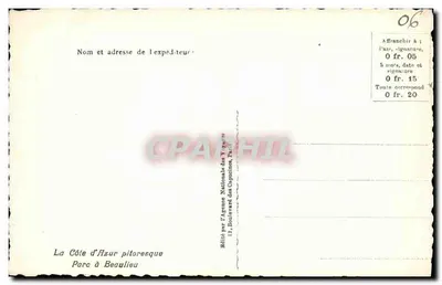 Pitoreska Côte d'Azur — Park w Beaulieu — Wydane przez Narodową Agencję Kapucynów, Paryż — Rewers