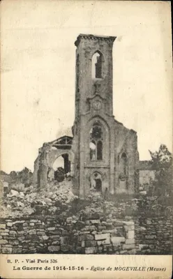 Igreja de MÔGEVILLE (Meuse) — ruínas após a Guerra 1914-1916 — R.P. Visé Paris 526