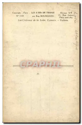 Château de Ruines — ruines sur un lac — éditeur Eug. Bourgeois, série N° 5189 — Verso