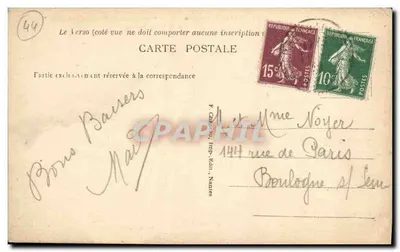 Préfailles (Loire-Inf.) — "Monseigneur e Madame Préfailles" tirado da Falaise — F. Garaud, Imp. Edt. Nantes — Verso