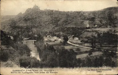 Bilhete postal antigo Laneau e Leotong Valle de Pallagnon vista tirada de Torsiac