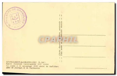 Cripta e sarcófago — Igreja Abacial Carolingia (século IX) — ST-PHILBERT-DE-GRAND-LIEU — Verso