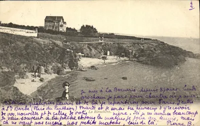 La Birochère — view of the beach and lighthouse — publisher C. Loyer, Cimay, France